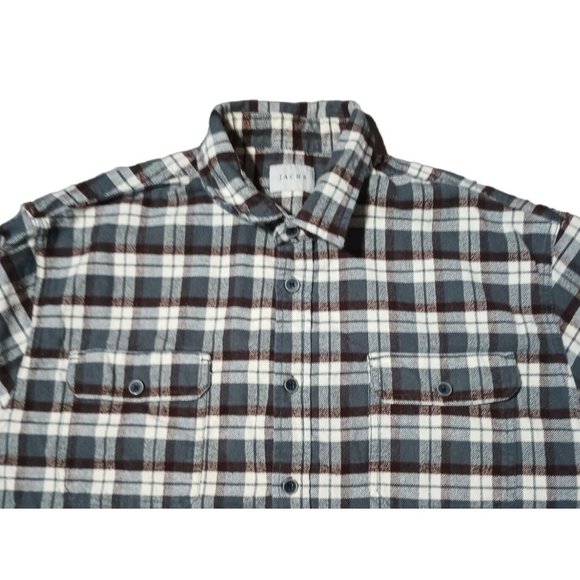 Jachs Plaid Flannel Shirt Mens Size 2XL Shacket Jacket Button Front Lumberjack O - Picture 2 of 16